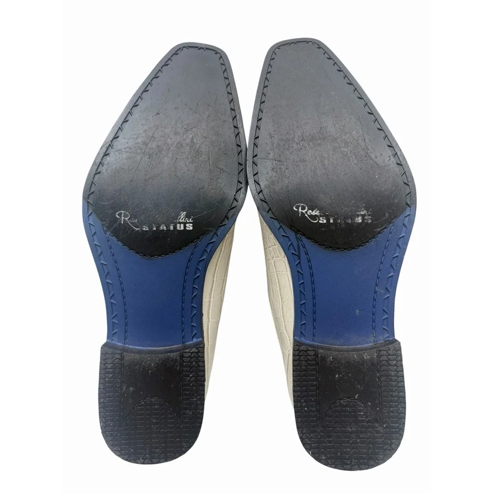 Roberto Chillini Status Bone Croc Embossed Dress Shoes Men's 10.5 Lace U